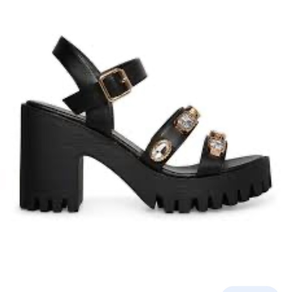 Jeweled black chunky sandal’s - Picture 2 of 13
